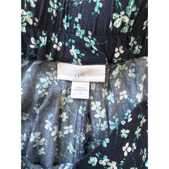 J. Jill Palazzo Wide Leg, lightweight Navy Blue with Flowers, capri pants. Lg - Picture 7 of 10